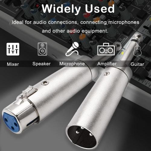 Xiatiaosann XLR 3-Pin Female to 6.35mm Male Converter Audio Mono Adapter TS Socket Jack for Microphone Mixer, 6 Pack