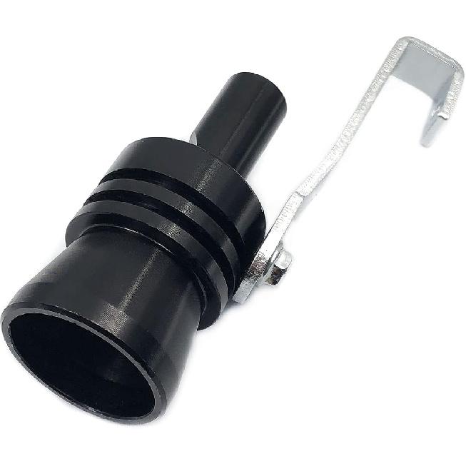 DEVMO 2Pcs XL Size Aluminum Alloy Universal Turbo Sound Exhaust Muffler Pipe Whistle Car Roar Maker (XL-Black)