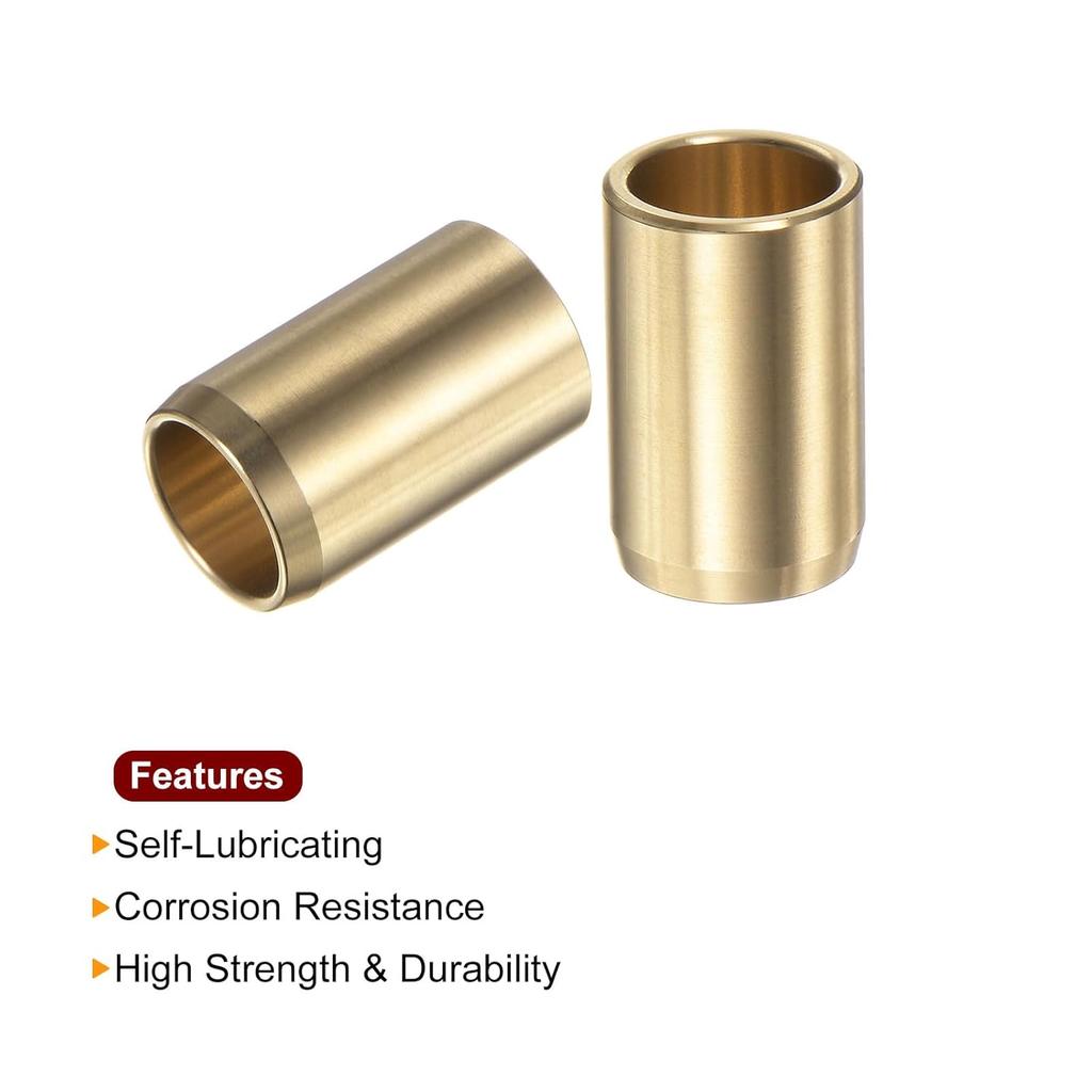 HARFINGTON 2pcs Sleeve Bearings 1/2" Bore 5/8" OD 1" Length Wrapped Oilless Bushings Brass Alloy for Transmission Conveyor Systems