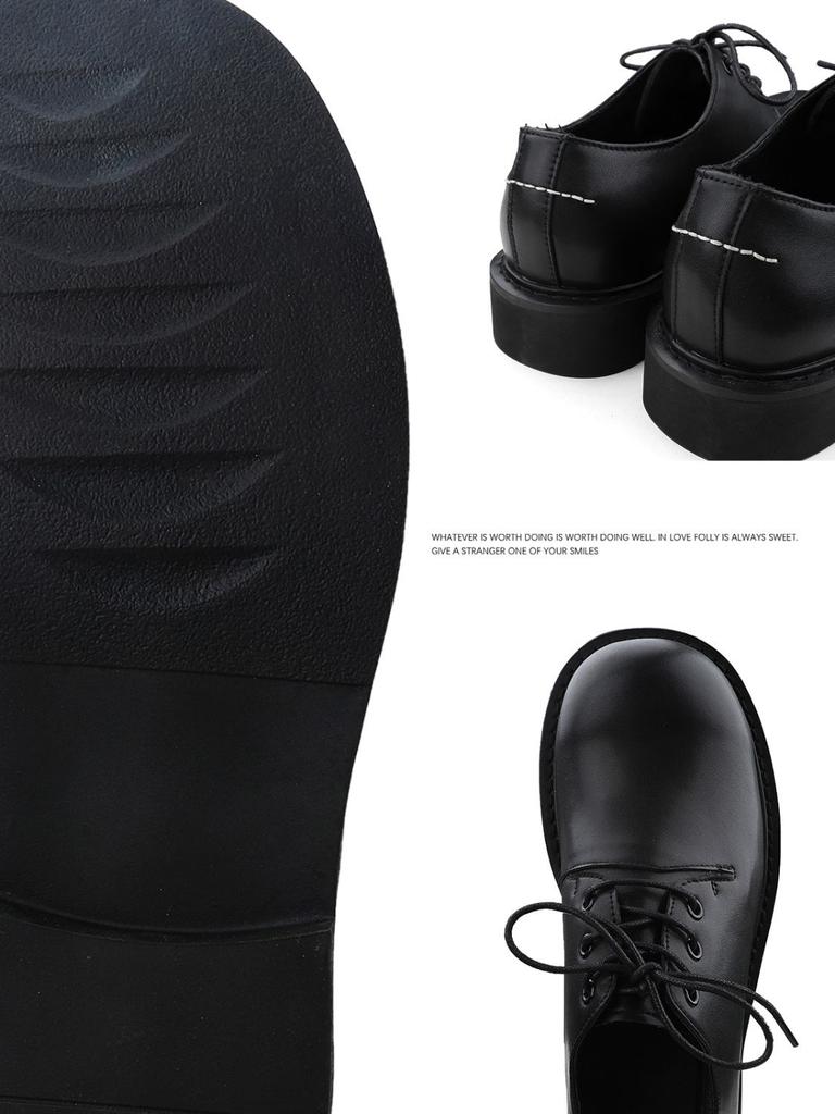 Fashion Male Leather Shoes Men 2025 New Chunky Platform Retro Work Shoes Spring Autumn Derby Shoes Low Top Man Casual Flats