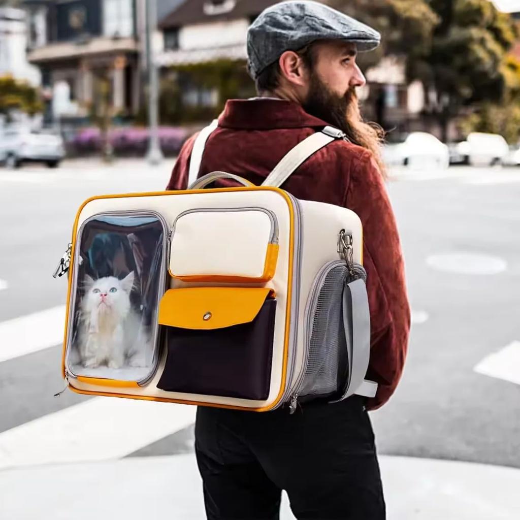 Foldable Cat Backpack Large Capacity Breathable Double Layer Portable Carrier for Cat Bag Traveling Pet Moving Bag Cats Products