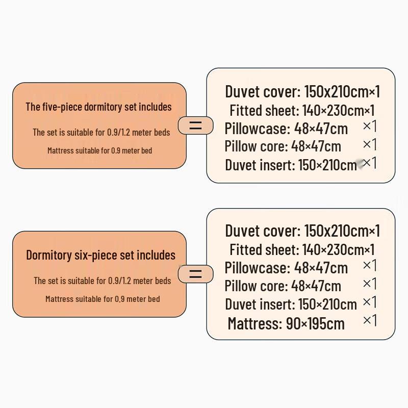 

Dohia Pure Cotton 6-Piece Dormitory Bedding Set