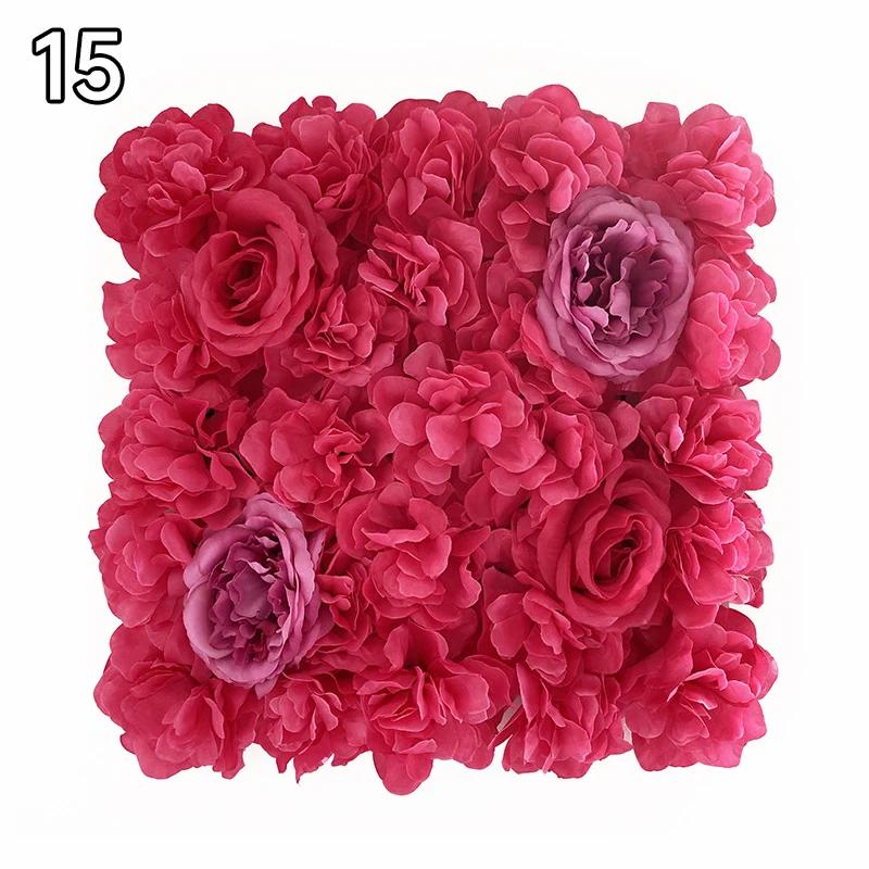 35x35cm Color Artificial Rose Flower Wall Panels Faux Rose Flower Row Stage Backdrop Layout Wedding Proposal Party Home Decor