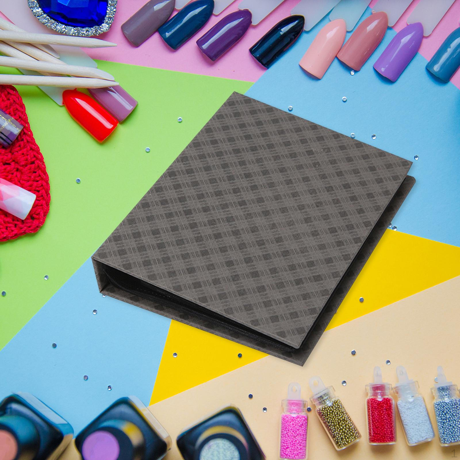 

30 Nail Decal Holder Showing Book Folding 120 Slots Portable Container Sticker Collecting Albums Gray