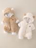 Premium Baby Kapuzen-Jumpsuit: Doppelseitiges Fleece, warmer baumwollgepolsterter Mantel für Herbst/Winter