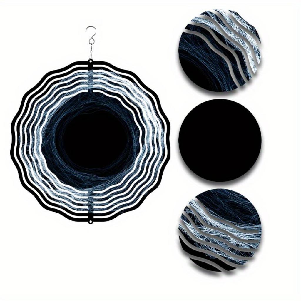 10 Inch Black and White Wind Spinner Outdoor Decor 360 Rotating Hook Hanging Garden Ornament for Spring Summer Creative Gift Idea