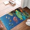 Underwater World Printing Non-Slip Small Rug Waterproof Easy To Clean Floor Mat for Indoor Outdoor Use Durable Home Decoration