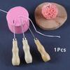 1 Pcs Handmade Wooden Handle Straight Head Elbow Middle Hole Awl Shoe Repair Awl Leather Punching Suitable Home Sewing Supplies