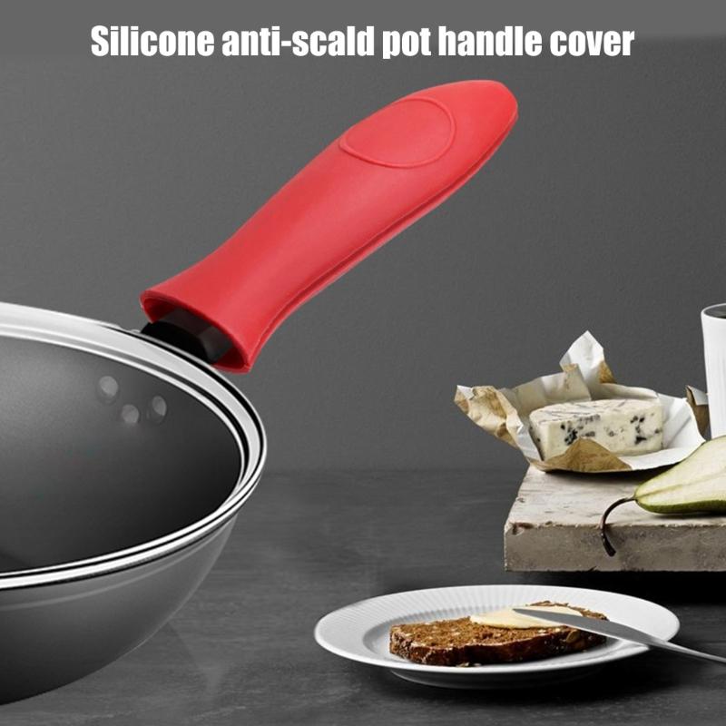 2PCS Thickened Silicone Hot Handle Covers for Pot and Pan Heatproof Kitchen Accessories Antislip Sleeve Easy To Clean