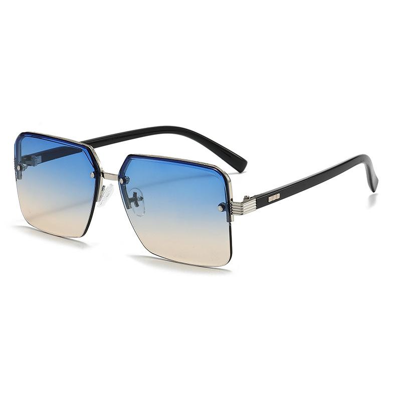 New fashion men's trendy sunglasses square PC sunglasses women's street shooting sunscreen sunshade copy half frame sunglasses