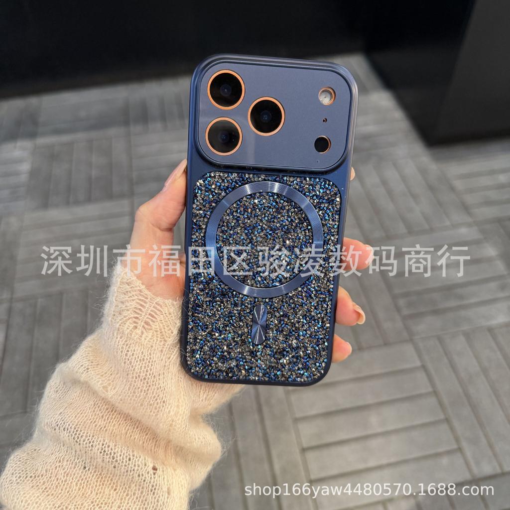 The new magnetic suction is suitable for Apple 17promax mobile phone case iPhone16 brick 15 all-inclusive 14 luxury 13 anti-drop.