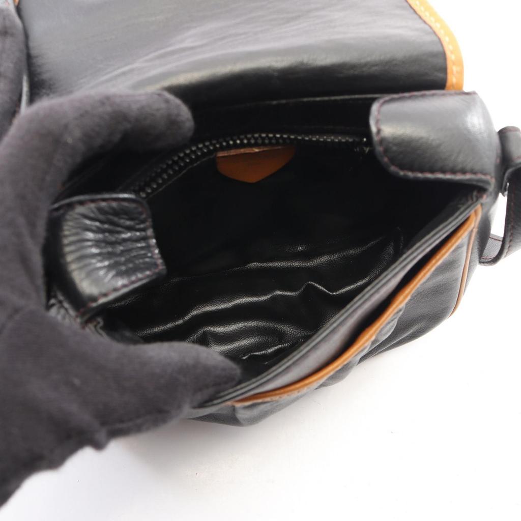 Used CELINE Macadam Shoulder Bag leather Black Brown Used Women