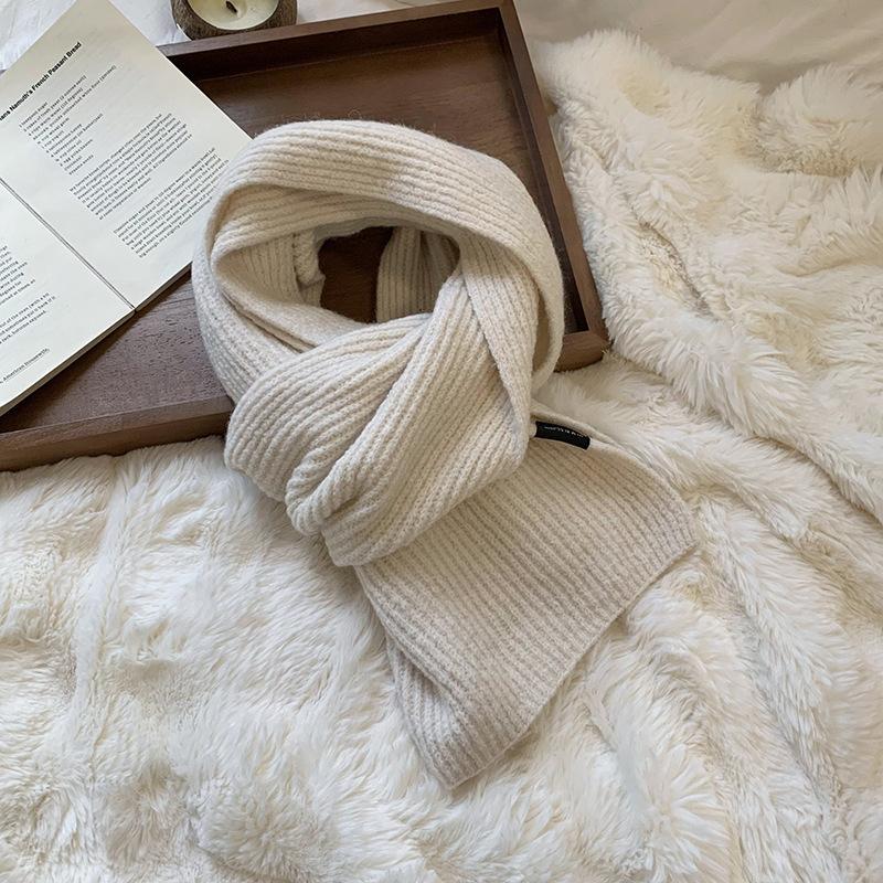 Scarf winter warm new solid color warm soft waxy wool knitted scarf shawl
