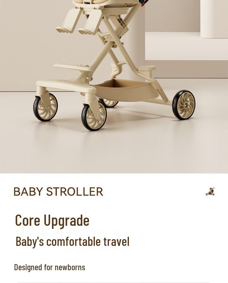 Lightweight Reclining & Sitting Baby Stroller - Two-Way Foldable Newborn & Kids Stroller