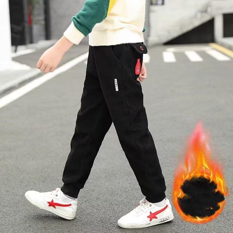 

Утепленные вельветовые брюки для мальчиков Осень Зима на флисовой подкладке Повседневные брюки Весна Лето Детская одежда Удобные длинные брюки 120