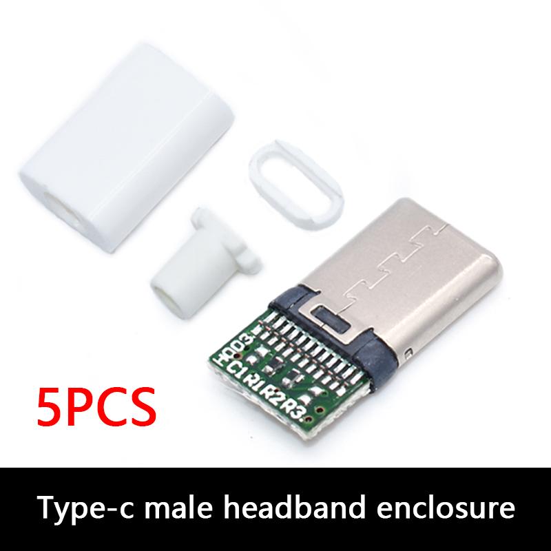 5PCS Type-C USB 3.1 16Pin Connector, Male/Female Socket with 56K Resistor for Soldering Wires & PCB Projects