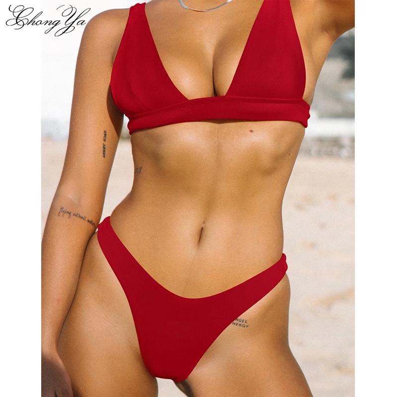 Neu Qualität Bikini Badeanzug Europa und Die Vereinigten Staaten Sexy Versammelt Einfarbig Split Bikini Badeanzug