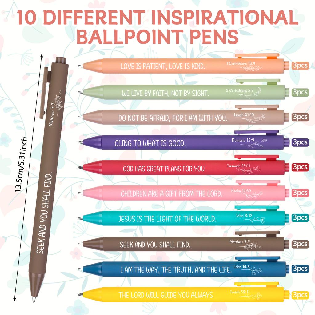 30 Pcs Christian Bible Verse Pens Gifts Bulk Religious Inspirational Scripture Ballpoint Pen For Women Men Office Sunday School