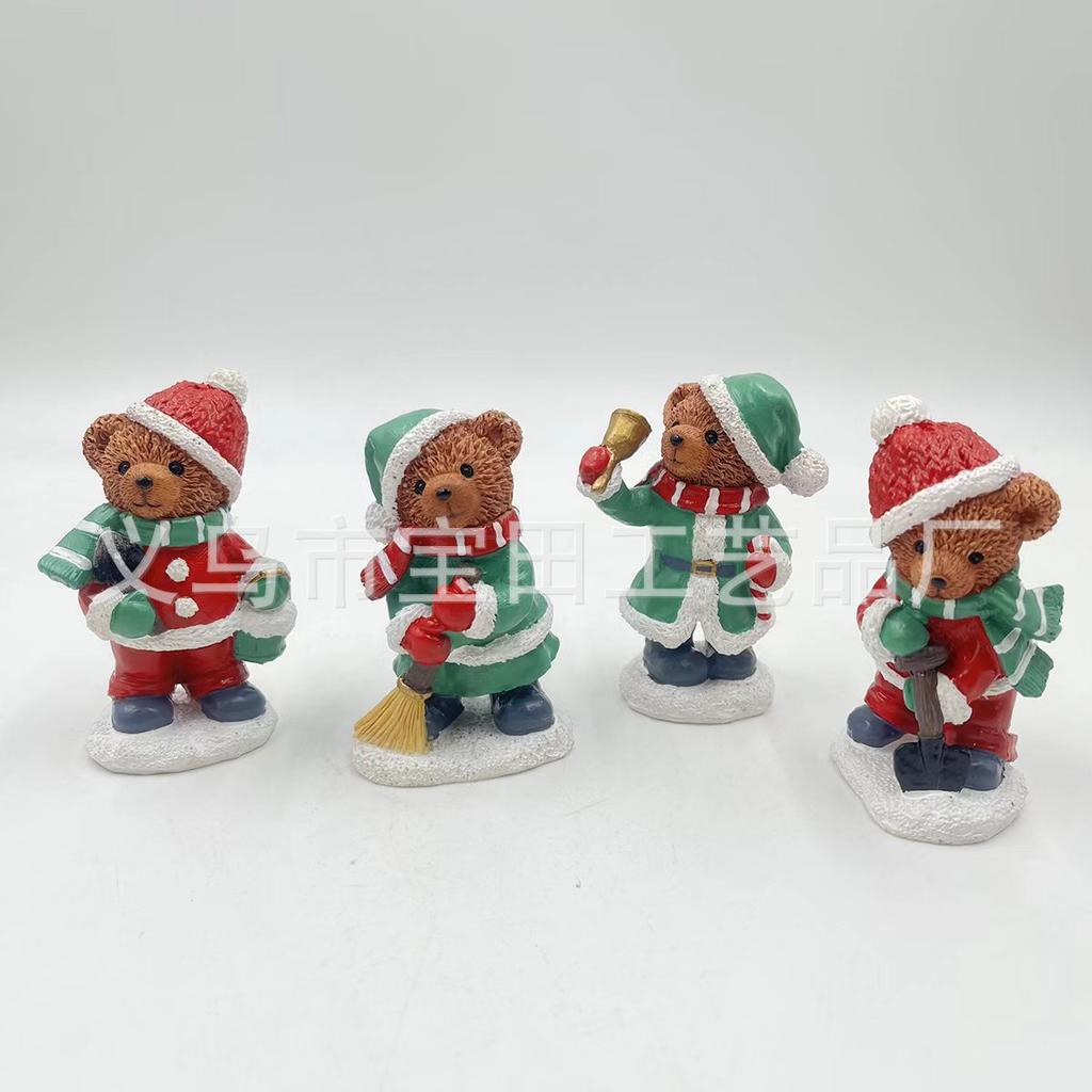 Cartoon Mini Christmas Family Small Animal Resin Ornament Creative Home Christmas Decoration Gift Gift