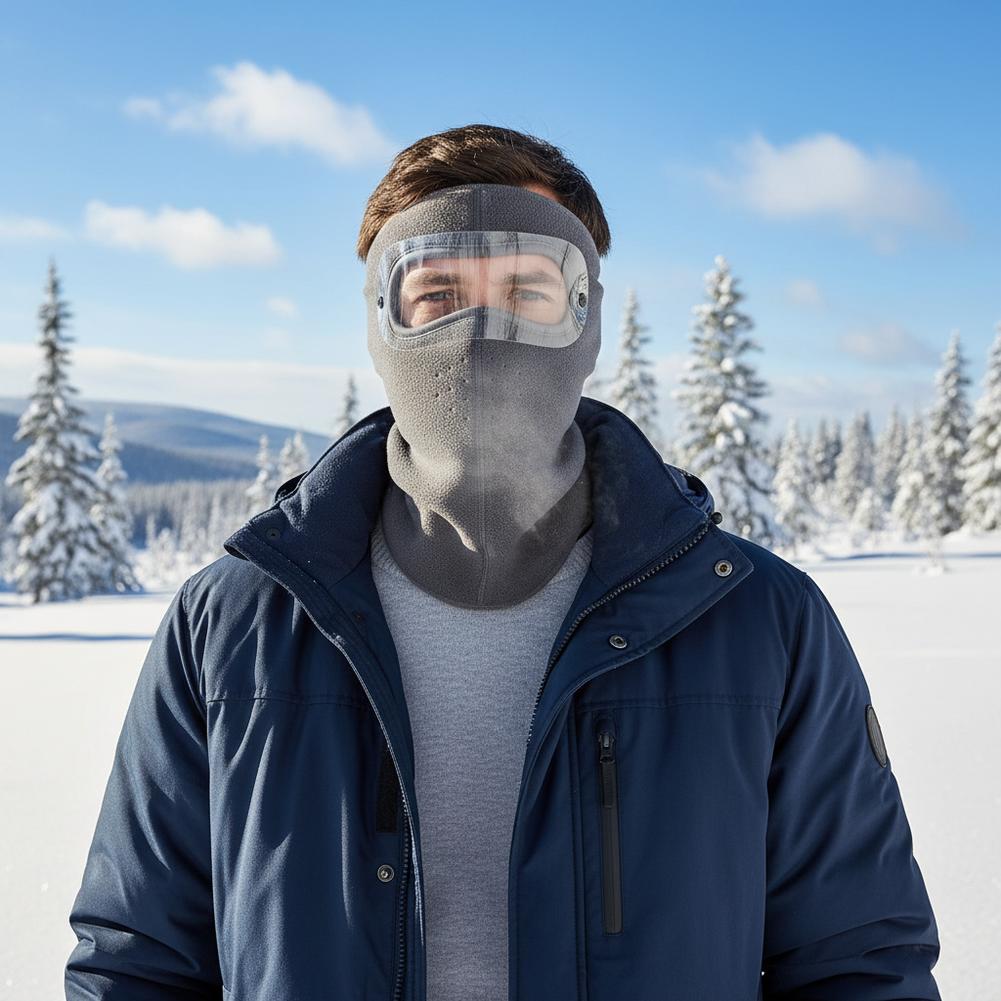 Winter Balaclava Face Mask With Detachable Anti Fog Goggle Windproof Thermal Full Face Cover For Motorcycle Skiing Men Women
