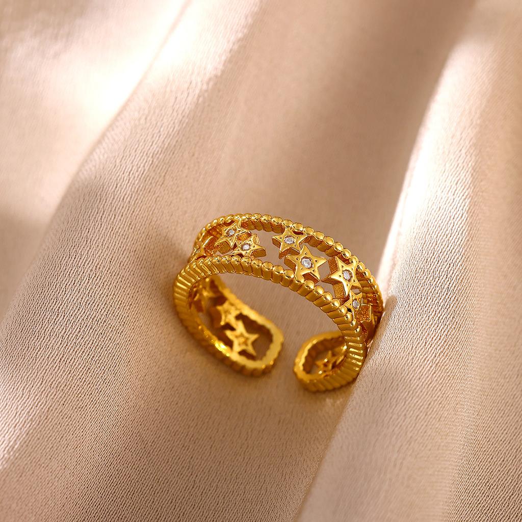 Gold Color Mini Star Double-Layer Anillos For Women Waterproof Chic Geometry CZ Ring Fashion Rings Party Jewelry Gift New 2026