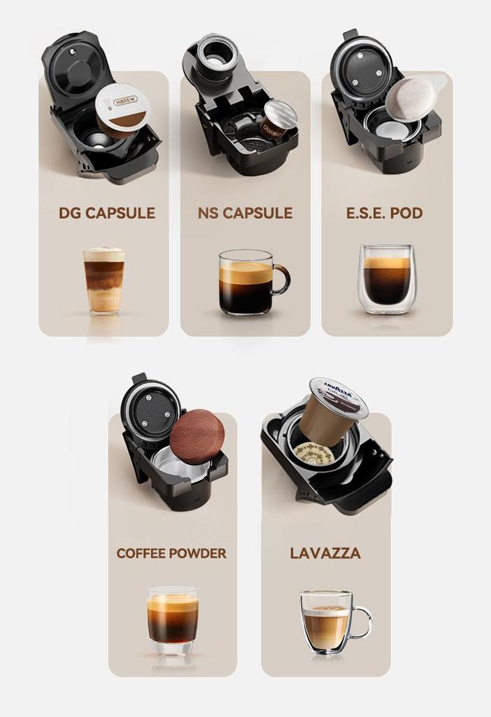 HiBREW H2C 5-in-1 Capsule Coffee Machine, 20Bar Pressure, Smart Touch Control, 7 Cup Sizes, Hot & Cold Brew