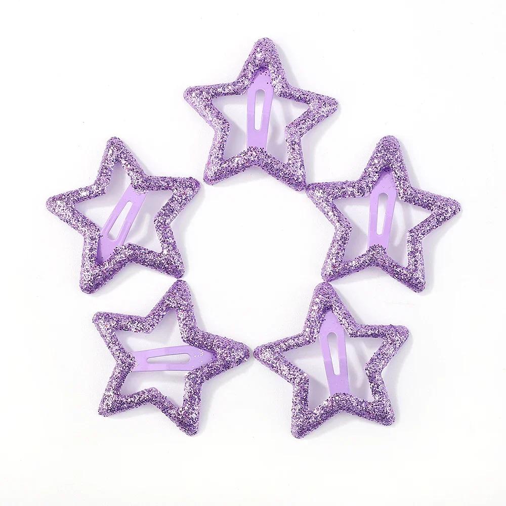 2/10Pcs Silver Star BB Hairclips Girls Y2K Cute Star Barrettes Women Simple Snap Clip Metal Headdress Jewelry Hair Accessories