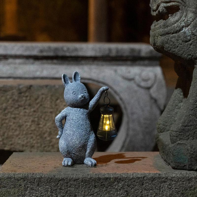 Bunny Solar Lights | Garden Statue Lights | Garden Outdoor Statue Lights Figurine Decoration Lights Outdoor Art Decor Lamp