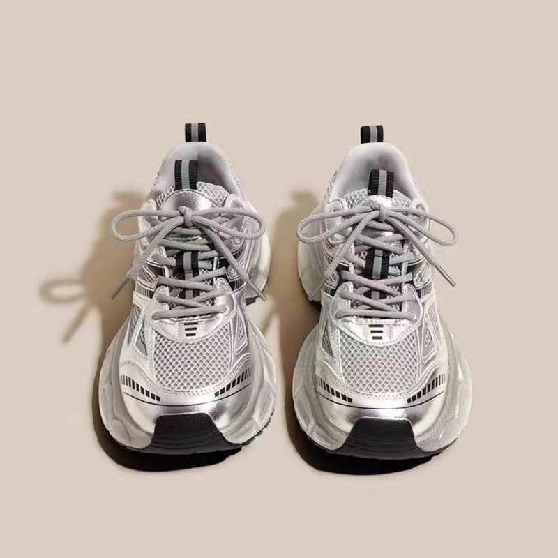 Girls' Sports Shoes silver Children's Dad Shoes New Autumn Girls' Breathable Casual Shoes Mesh Running Shoes