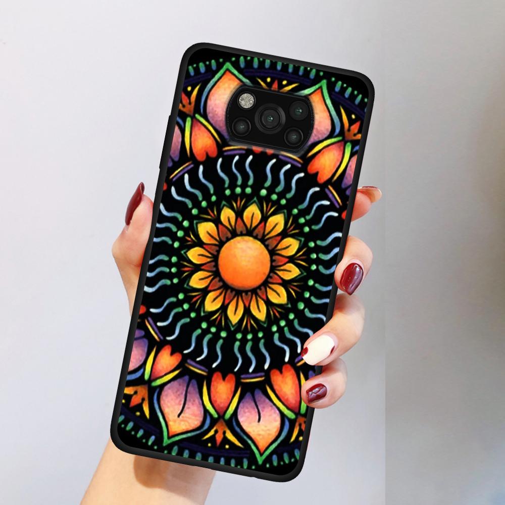 Blue Totem Flower Mandala Case for Xiaomi Poco X5 X3 NFC X4 Pro 5G F4 GT M5 M5s F3 Pocophone F1 Black Soft Phone Cover Mi 13 12T