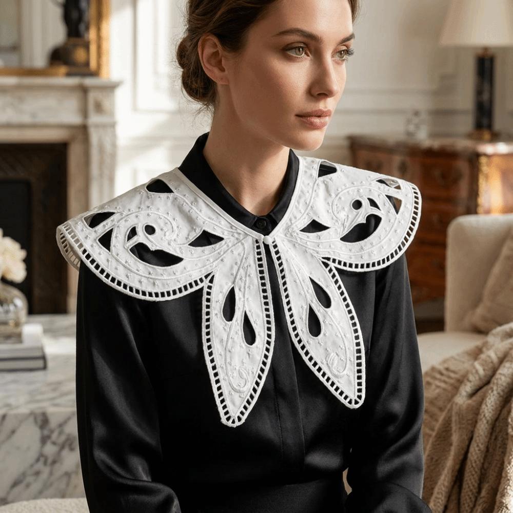 Detachable Embroidered Lace Fake Collar Polyester Decorative Fake Collar New Floral Collar Dresses