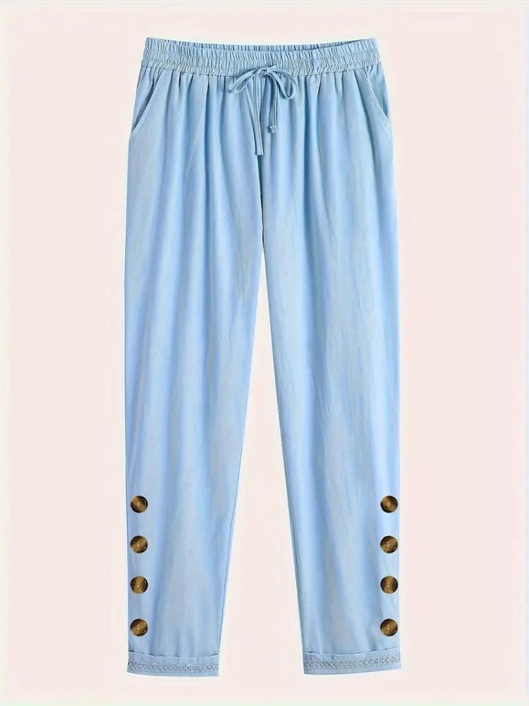2024 Women's Cotton Linen Pants Summer Loose Trousers Female Vintage Ankle-Length Wide Leg Trousers Fashion Office Ladies Bottom