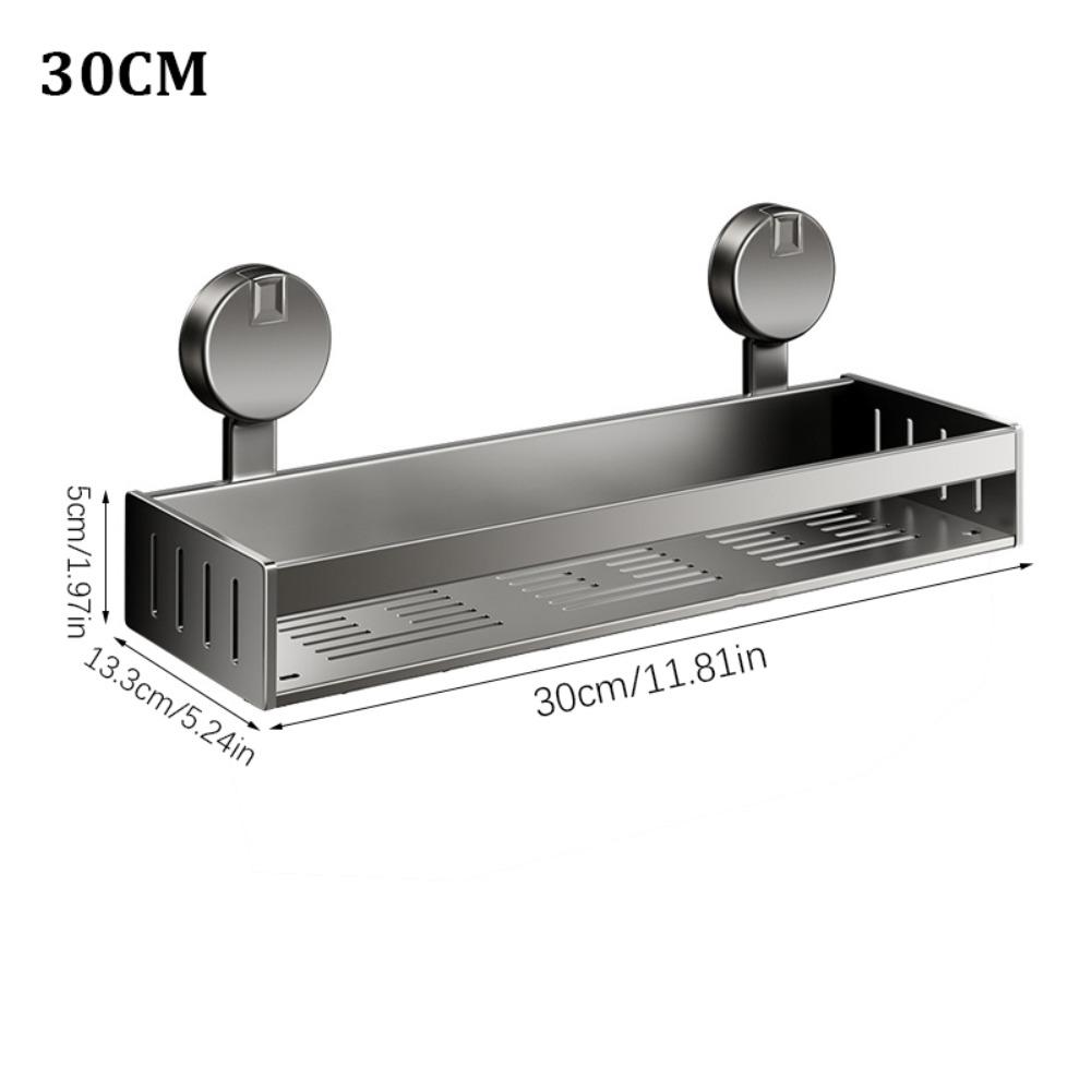 Carbon Steel Suction Cup Bathroom Rack No-punch Wall Mount Shower Storage Shelf 30/40CM Strong Load-bearing Capacity
