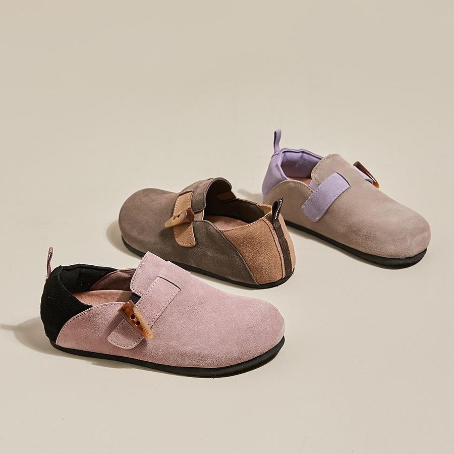 Ugly cute Japanese retro color matching Birkenstocks women's 2025 new flat-soled one-pedal soft-soled soft-faced comfortable single shoes
