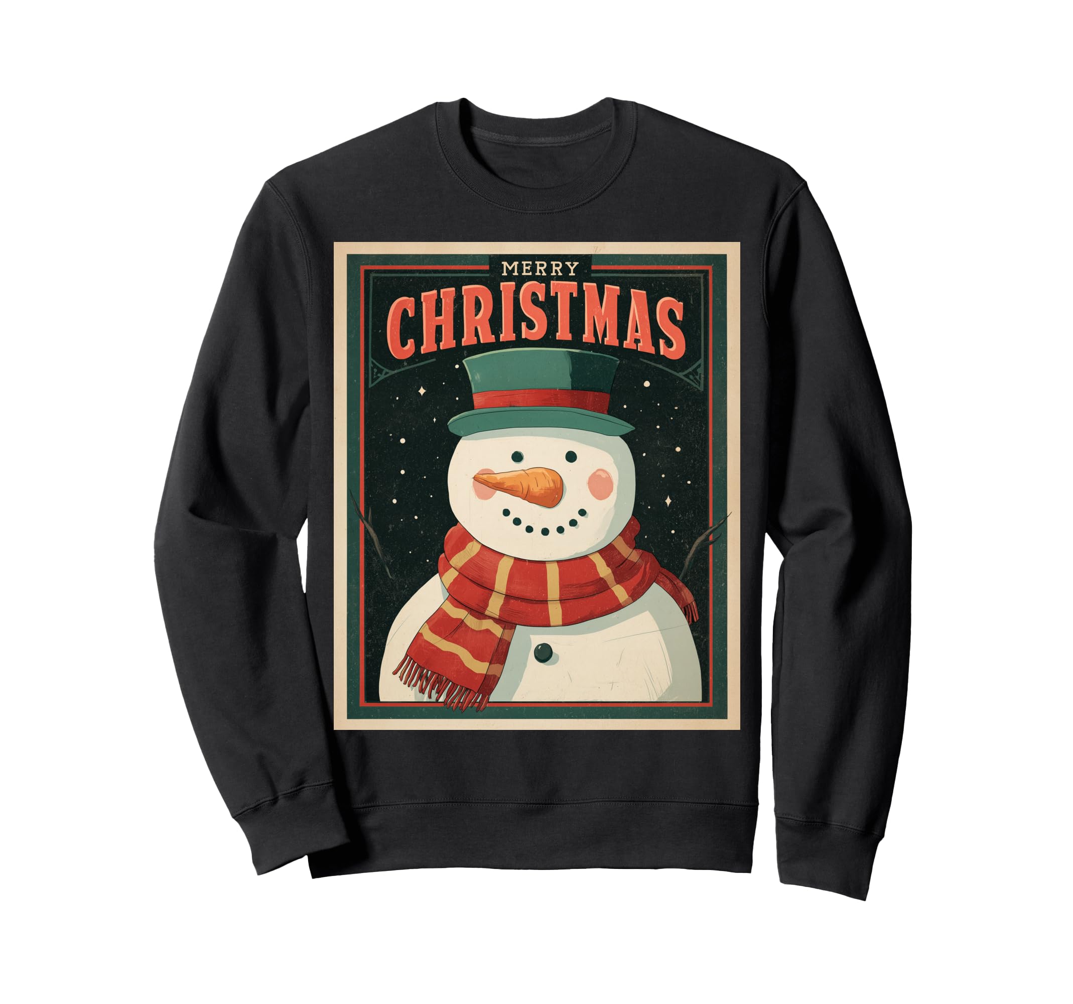 

Snowman Vintage Retro Art Deco Christmas Sweatshirt чёрный