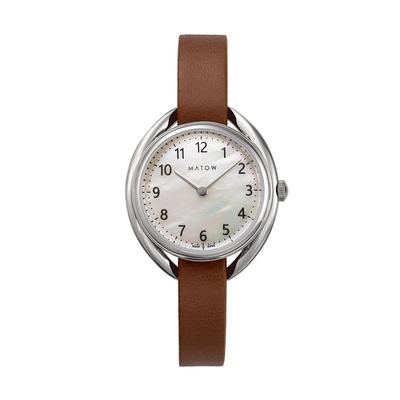 MATOW mw001001brwss Shiki Akilea Rund Silber weißes Zifferblatt Solar Damenuhr