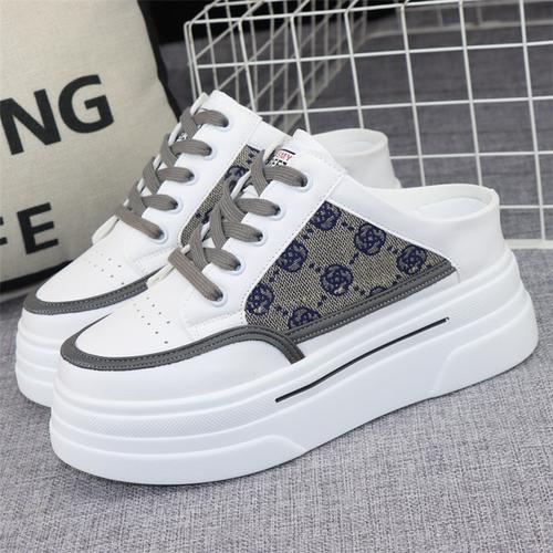 

Мода 2024 года, парусиновые полутапочки, женская верхняя одежда, летние новые универсальные дышащие внутренние кроссовки для увеличения роста без каблука 40 серый