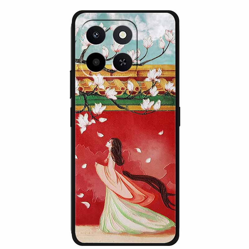 3D Case For Honor X7d 5G Case X 7 d Coque 6.77" Emboss Flowers Black Silicone Soft Back Cover For Honor X7d 4G Cases Shell Funda