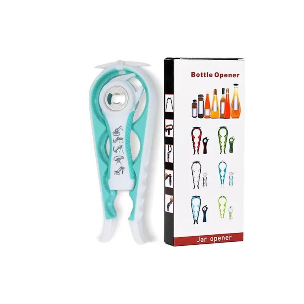 HOMZY Otvírák na konzervy Multifunkční Čtyři v jednom Otvírák na nápojové láhve Twister na víčka Čtyřpolohový otvírák na konzervy Protiskluzový twister na víčka