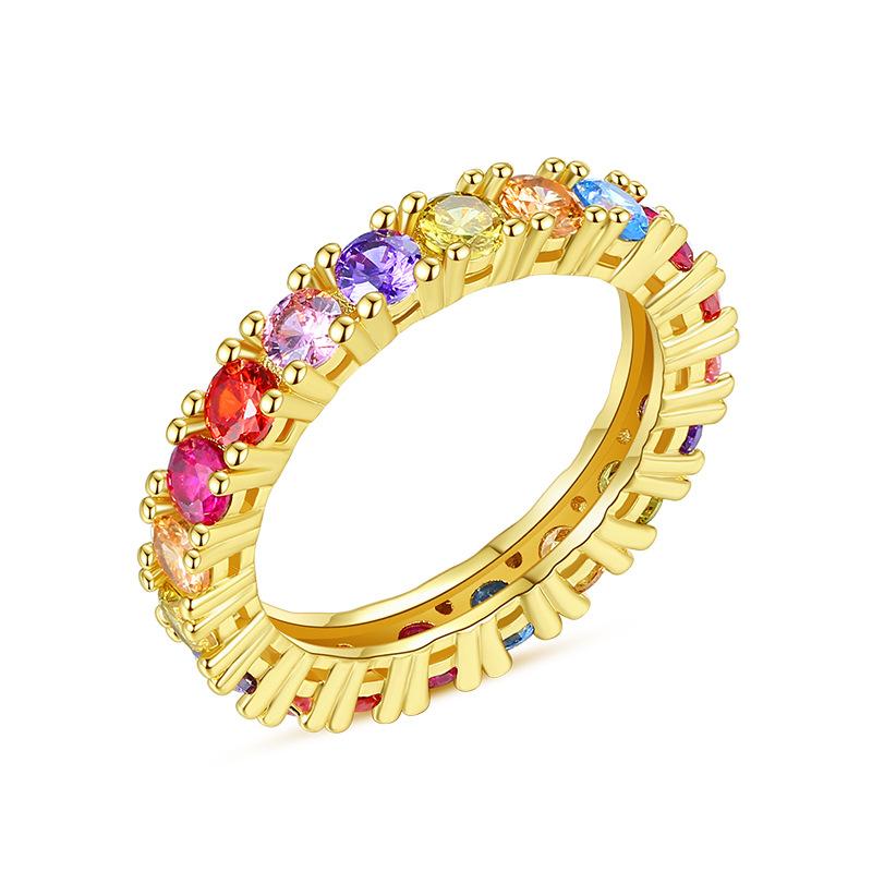 Big Circle Shiny Cz Crystal Ring Cubic Zirconia Colorful Eternity Ring Wedding Ring Set 18k Gold With Diamond