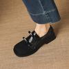 Krazing Pot Flock Round Toe Thick Med Heels Spring Summer Shoes Big Size 43 Size 33 Women Slip on Butterfly-knot Platform Pumps