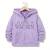 Japanese-style playful hooded zip-up sweatshirt, featuring cat and letter prints; a cute, casual, and thickened unisex design for autumn and winter.
