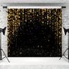 1 Stück schwarzer und goldener Glitzer-Hintergrundbanner mit goldenen Punkten - Polyester-Hintergrund für Geburtstage, Hochzeiten und Chris