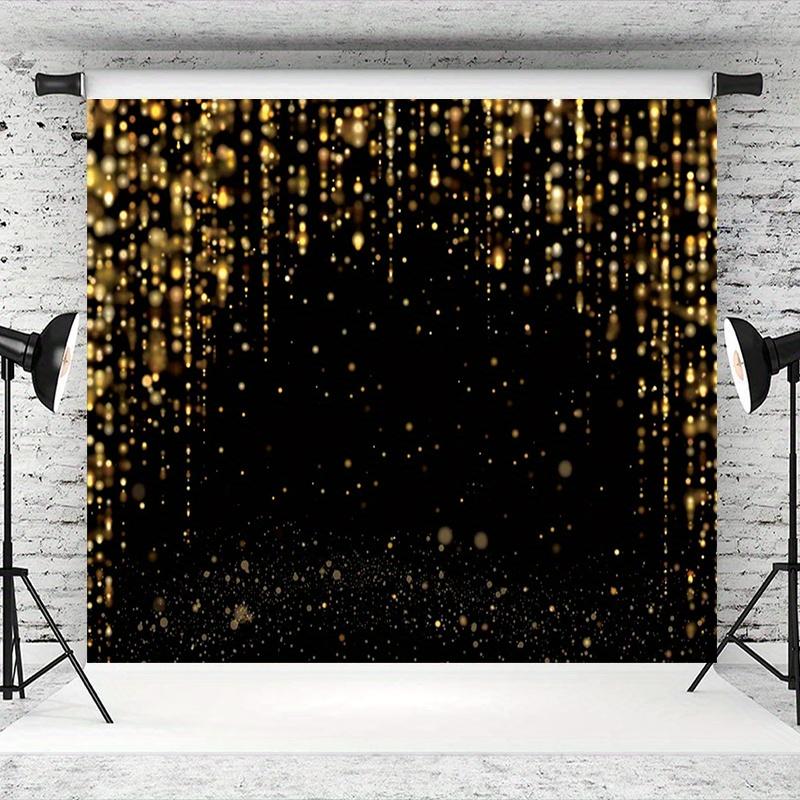 1 Stück schwarzer und goldener Glitzer-Hintergrundbanner mit goldenen Punkten - Polyester-Hintergrund für Geburtstage, Hochzeiten und Chris
