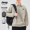 JEEP SPIRIT Men's Cotton Pique Polo Collar Sweatshirt