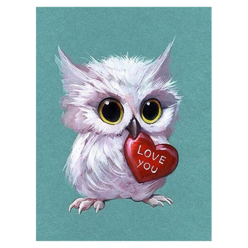 5D DIY Διαμαντοζωγραφική Κουκουβάγια Κιτ Σταυροβελονιάς Πλήρης Τρύπα Στρογγυλή Κέντημα Μωσαϊκό Κινούμενα Σχέδια Τέχνη Εικόνα από Στρας Διακόσμηση Δώρο