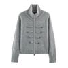 Womens Vintage Napoleon Style Knit Double-Breasted Cardigan Fashion