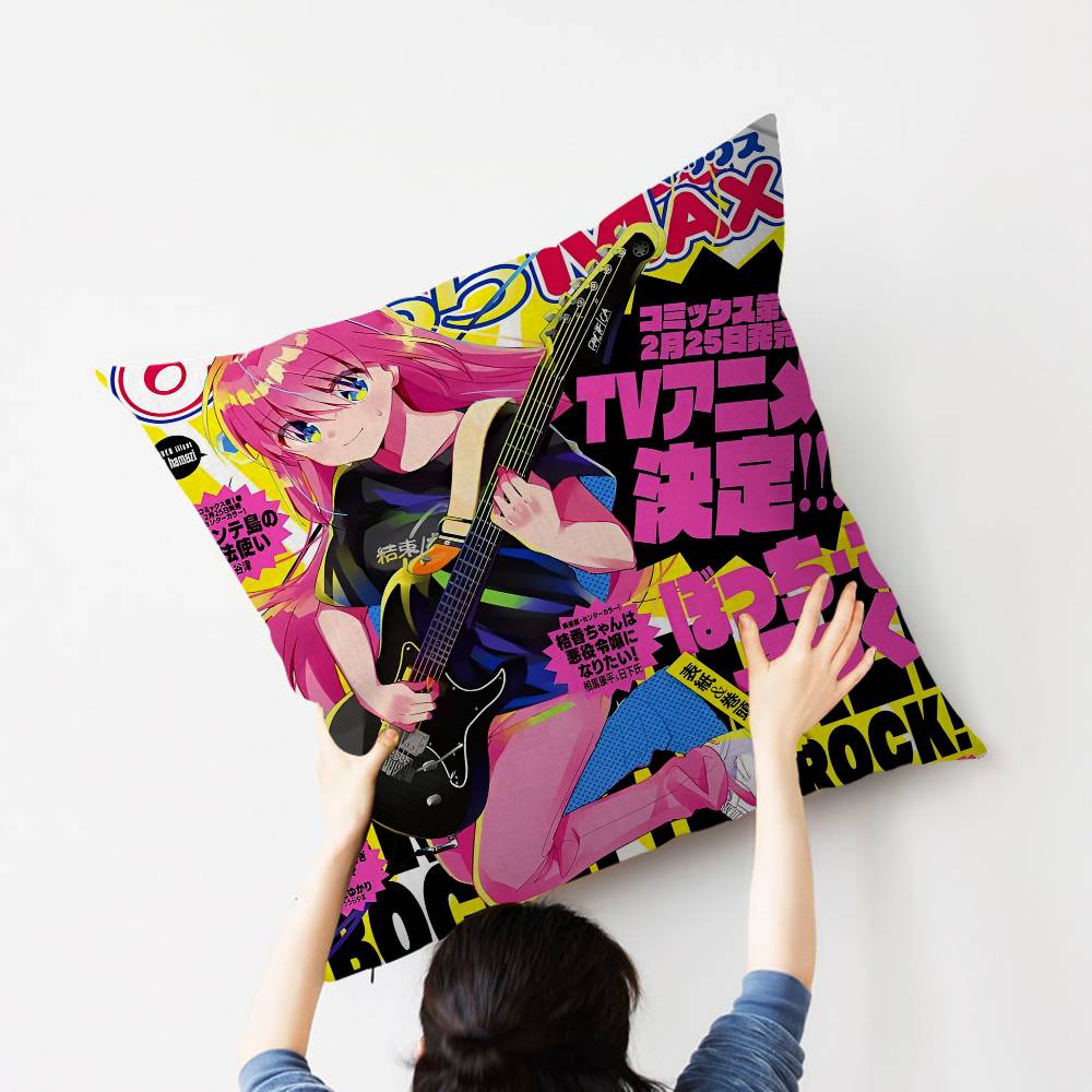 Anime Singer B-Bocchi The Rock! Personalized Picture Text Home Decorative Pillows Household Gifts 45x45cm
