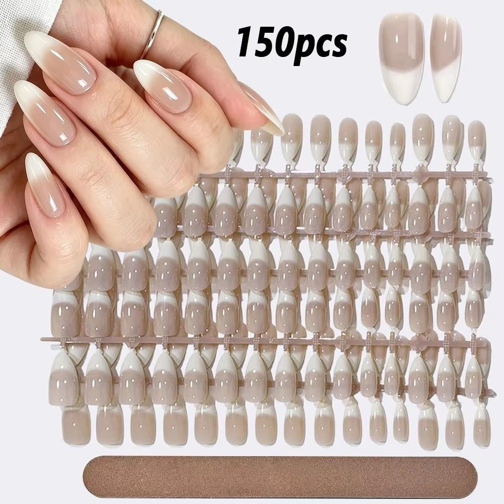 150 Pieces Press On Nails Glossy Finish French False Nails New Fake Nails for Home Manicure