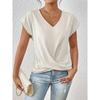 Autumn new products women's lightweight breathable V-neck T-shirt elegant knotted loose short-sleeved top women
